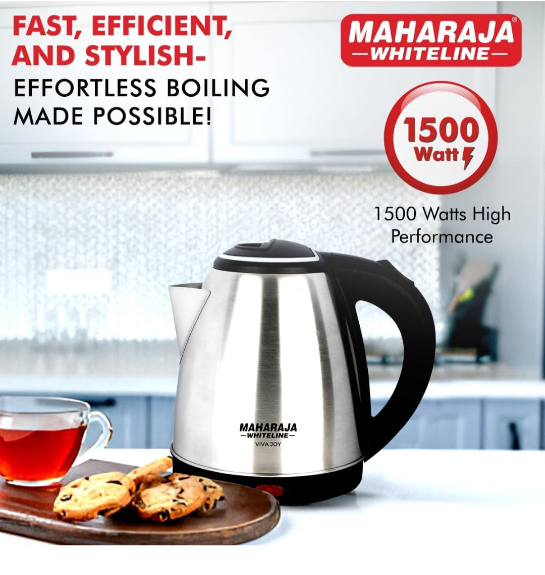 Maharaja Whiteline Viva Joy 1500 Watt Stainless Steel Electric Kettle | 1.5 Litres | Auto Shut Off