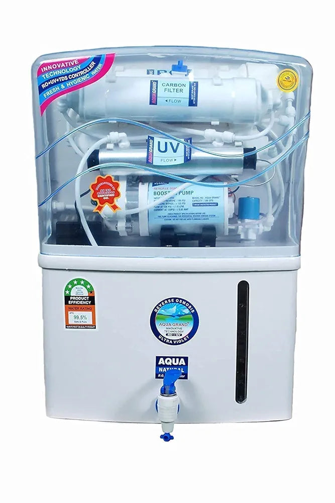 Aqua Grand Plus RO Domestic Water Purifier (RO+ LED UV+UF+ TDS CONTROL) Fully Automatic, Best For Home/Office Use | 12 Liter Storage. 1 year Complete Warranty.